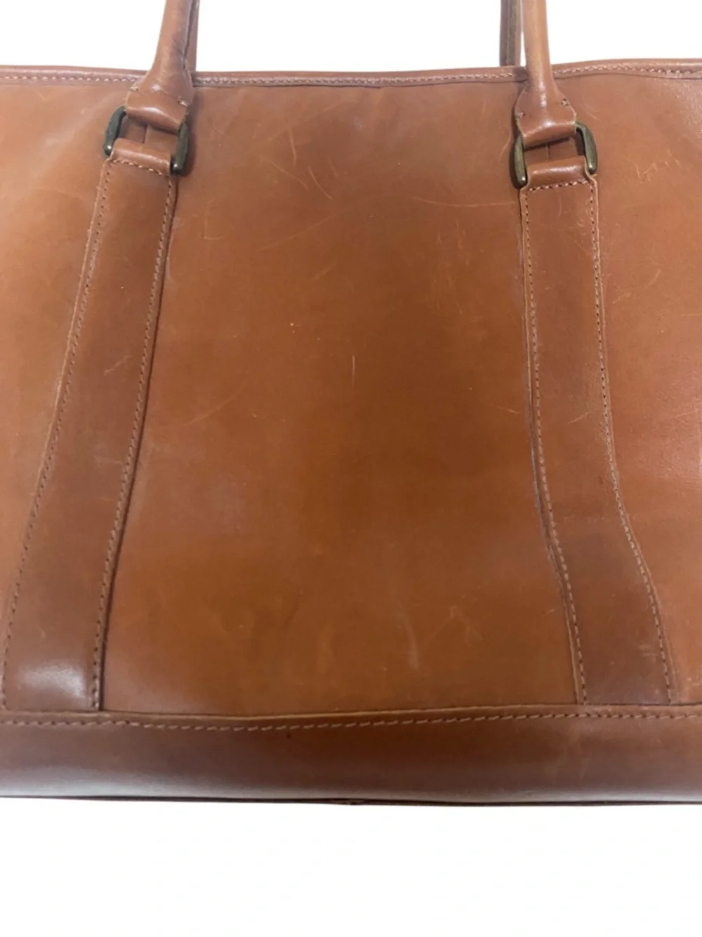 Vintage 1990s L.L. Bean Brown Genuine Leather Field & Town Satchel Tote Bag